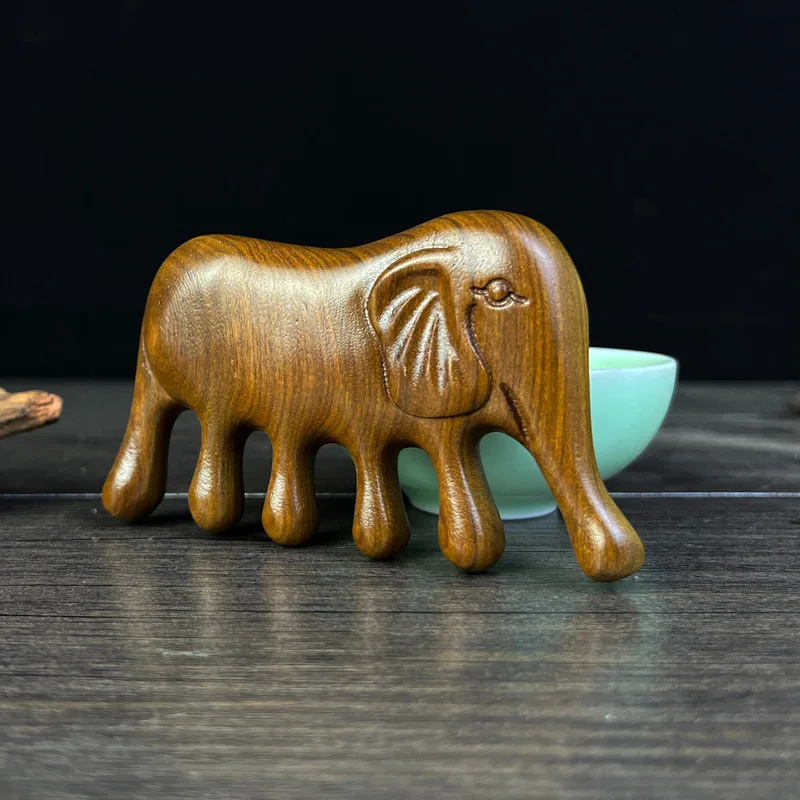 Sandalwood Elephant Massage Comb Handheld Relaxation Tool Creative Office Stress Relief