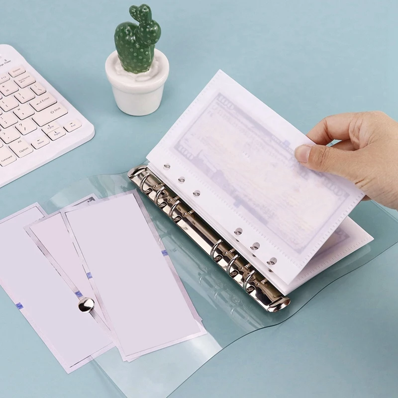 

20 Pcs A6 Binder Pockets 6 Holes Budget Cash Envelopes For 6-Ring Budget Binder Notebook Durable Easy To Use