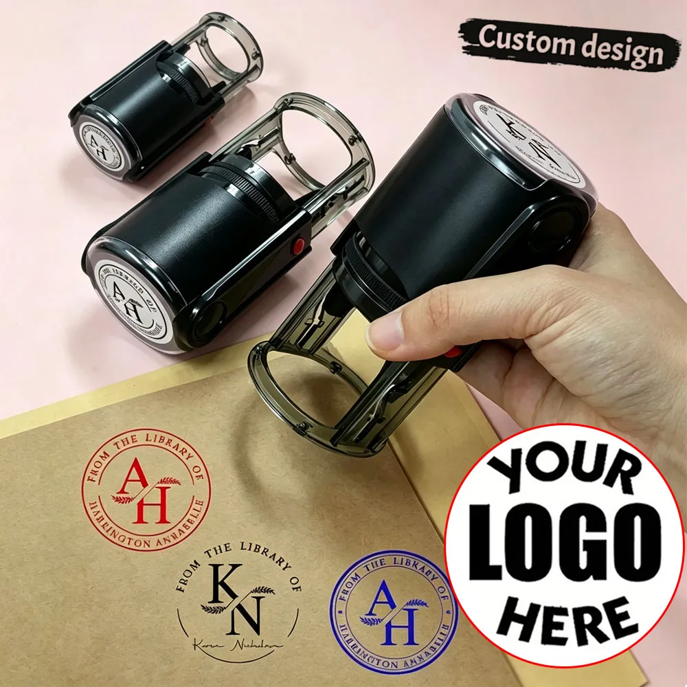 Customizable Self-Inking Stamps,Large Size Self Inking Custom Text Stamp,Choose From Many Fonts & 5 Ink Colors ﻿Business Address