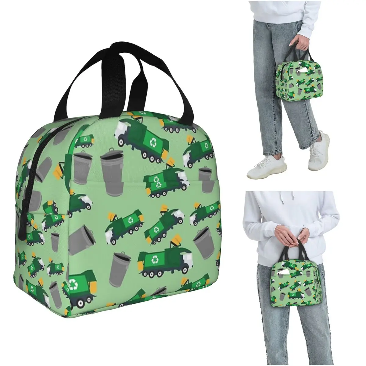 Recycling Garbage Truck Pattern Insulated Lunch Bag for Women Children Portable Food Boxes Thermal Lunch Box Tote