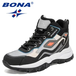 BONA 2023 New Classics Style Men Hiking Shoes Action Leather Men Athletic Shoes Lace Up Outdoor Men Jogging Sneakers