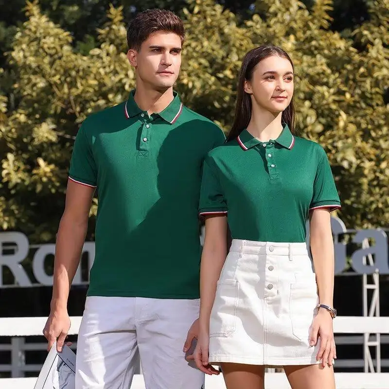 Custom Logo Men's Polo Shirts Turn Over Collar Short Sleeve Breathable Work Uniforms Casual T-Shirts