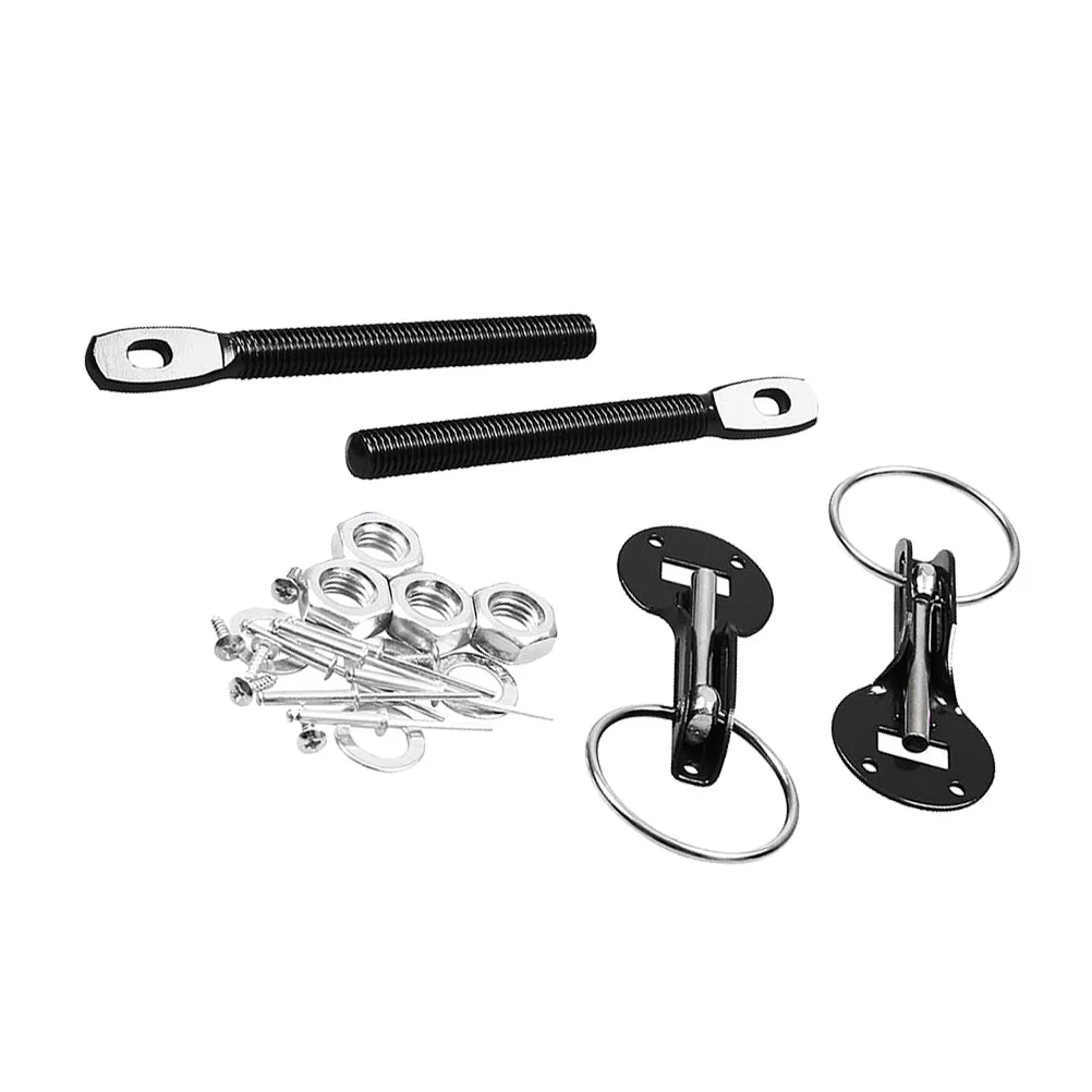 

Pulling Type Bonnet Lock Kit Aluminum Alloy Universal Engine Hood Lock Car Modification Supplies (Black)