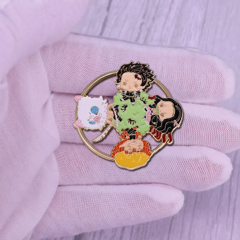 Demon Slayer Anime Enamel Brooch, Cartoon Accessory
