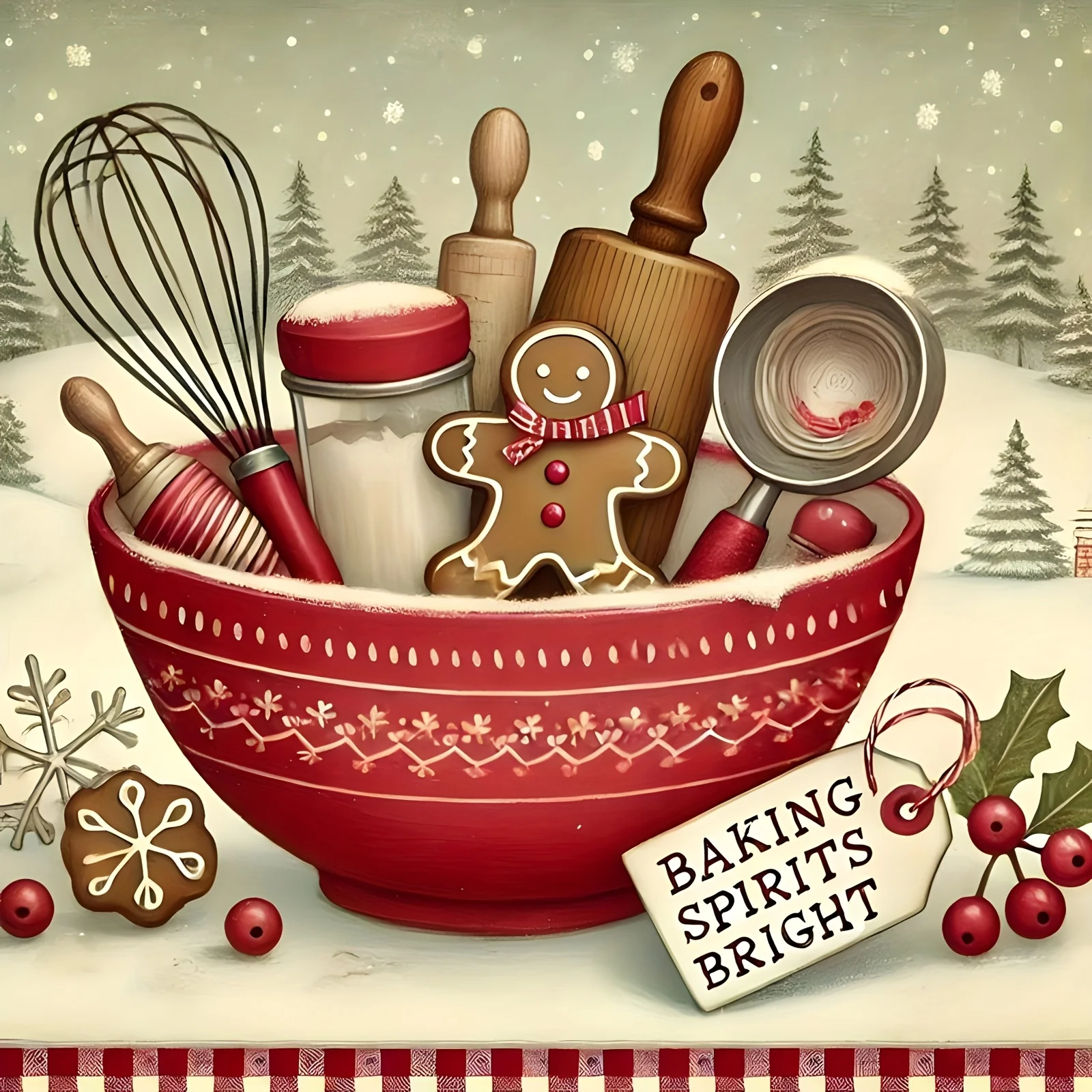

1pc Gingerbread Man | Christmas Series Diamond Painting Kit, Round Acrylic Diamonds, Frameless Art Craft,