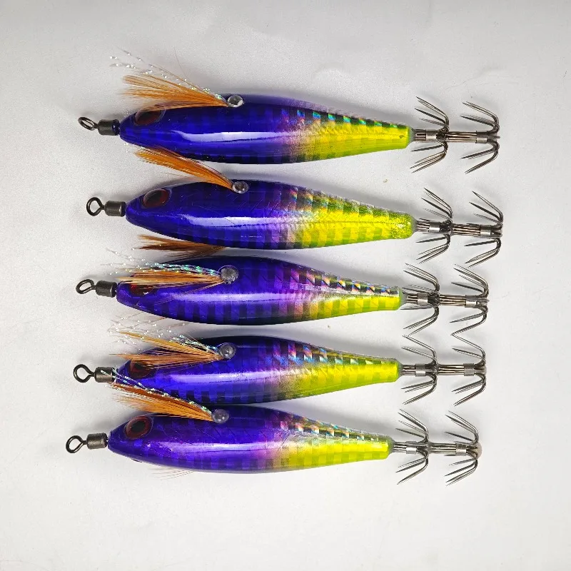 5pcs/Box Horizontal Squid Jig Egi Set Simulation Shrimp Fishing Lure  Luminous Octopus Cuttlefish Sea Fishing Tackle view 5