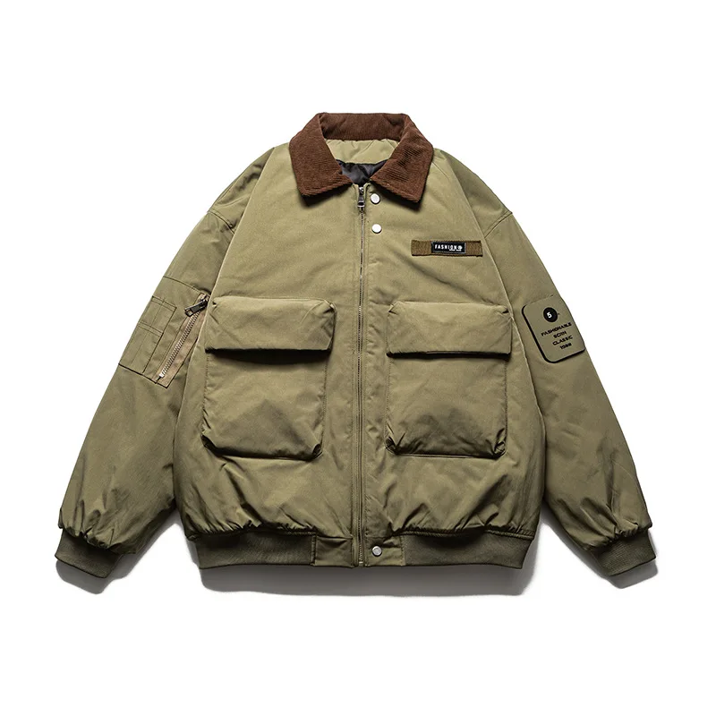 

Мужская зимняя куртка, утепленное теплое пальто, индивидуальная уличная американская летная куртка, пальто-карго с лацканами, модная осенняя куртка мужская