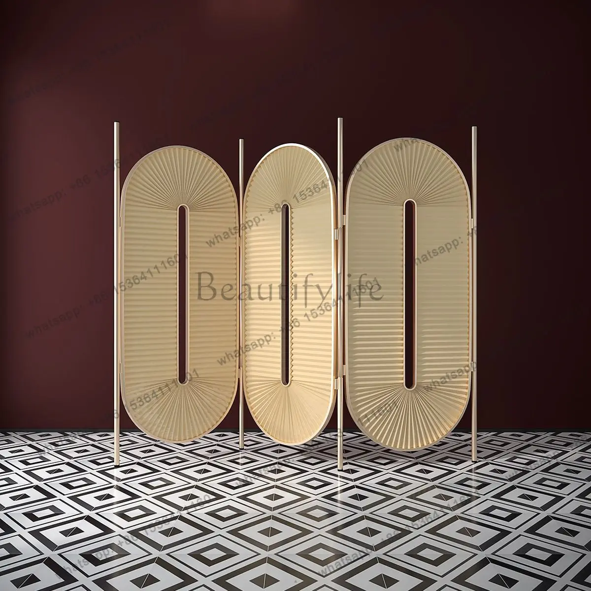 PG-design light luxury embossing superimposed screen mobile folding screen modern simple entrance partition model room