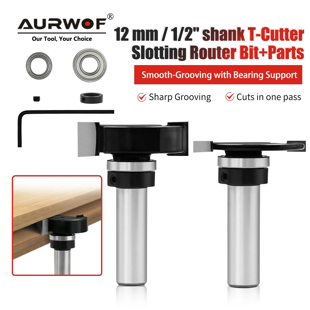 

Фреза для пазов AURWOF 12 мм, хвостовик 1/2 дюйма, для обработки древесины, C12318FXT4