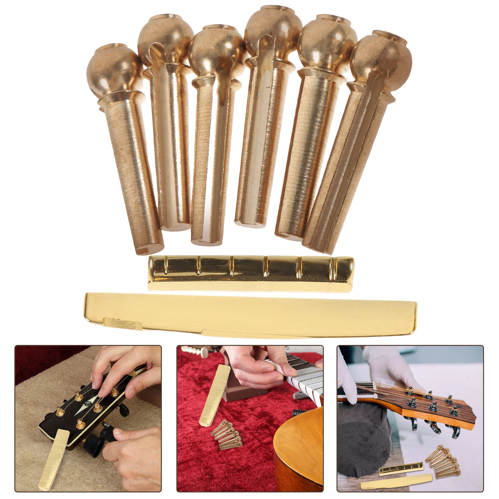 

Guitar String Nut Set Acoustic Bridge Pins Saddle Replacement for Nuts
