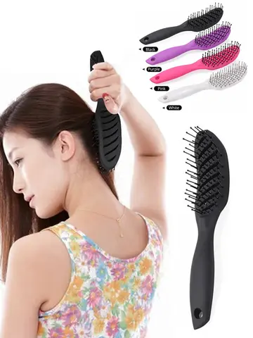 Styling Curly Hair Brush Salon Massager Comb Brush Detangling Drying Brush Anti Static Curved Vent Brush Scalp Massage Comb