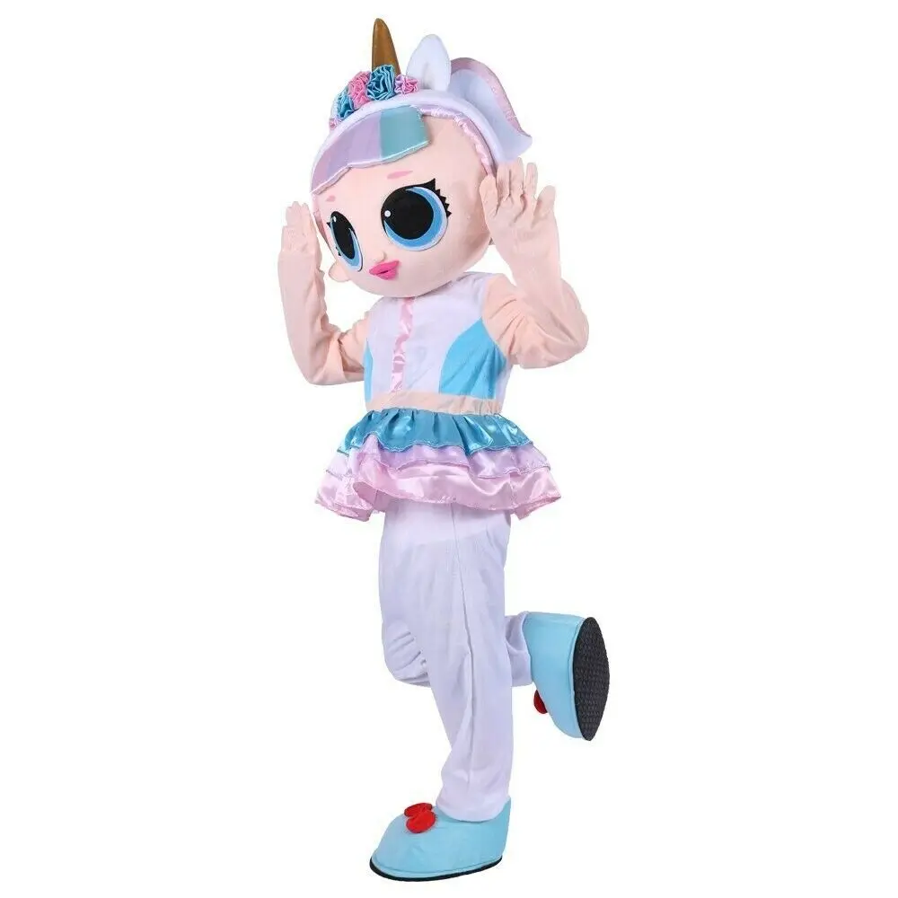 New Adult Halloween Christmas Girl doll Unicorn Mascotte Fancy Cartoon Mascot Costume Plush Fancy Dress Mascot Costume