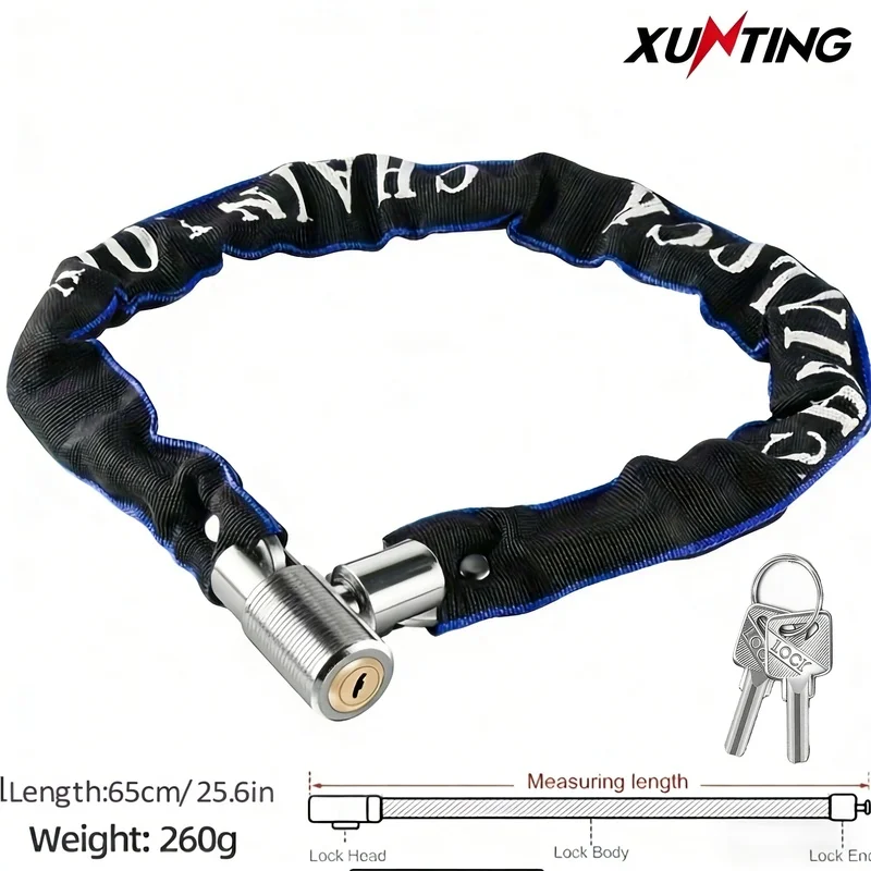 Zamek na rower łańcuchowy 65cm 250g Ultralekki Przenośny Antykradzieżowy Ze Stopu Cynku Owinięty Tkaniną Zabezpieczenie Roweru MTB Szosowy