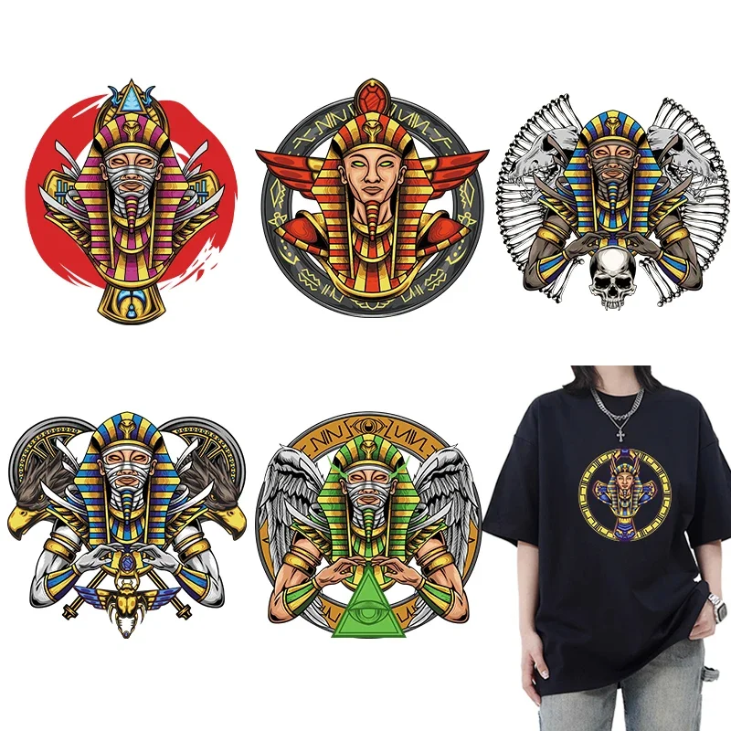 Cartoon ancient Egyptian deity pharaoh DTF Thermo Sticker Decals Heat Transfer On Clothes Iron On Patch For Press Printing