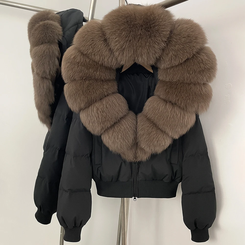 OFTBUY سترة الفراء الحقيقي المرأة معطف الشتاء مع غطاء محرك السيارة الملابس النسائية الاتجاه 2025 سترة الفراء الطبيعي المرأة ديمي الموسم سترة