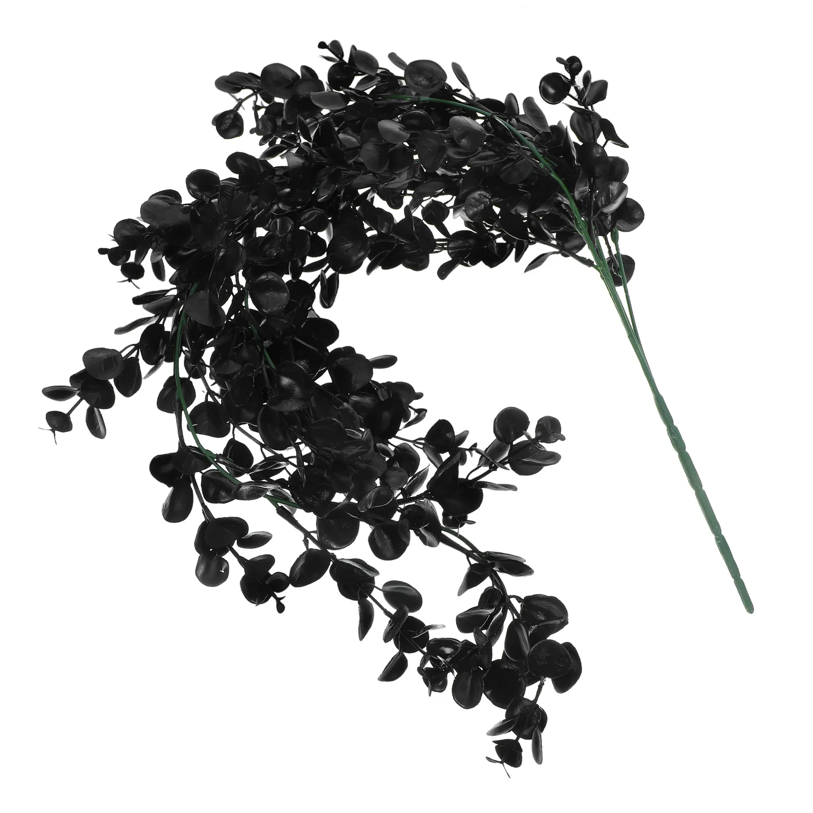 

1pc Halloween Hanging Decoration Artificial Black Eucalyptus Leaf Vine Spooky Wall Plant Fake Hanging Eucalyptus Stems Reusable