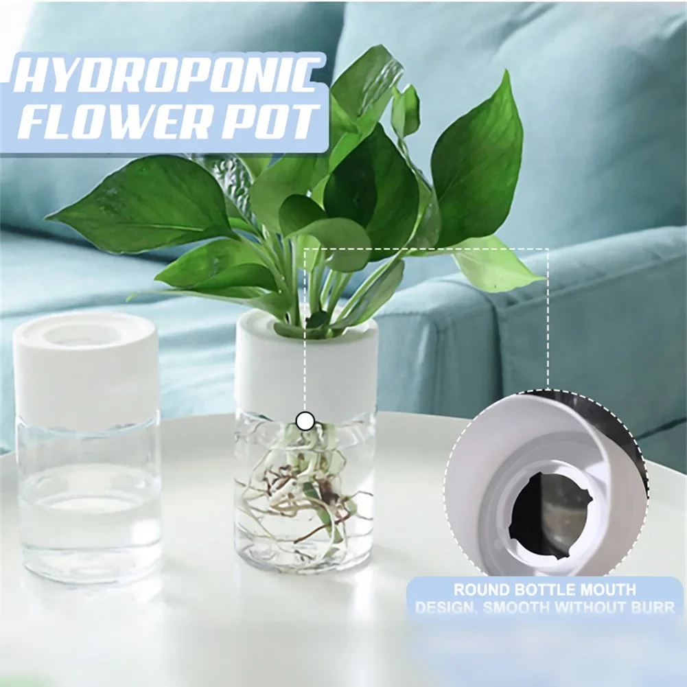 

1PCs Simple Plant Pots Water Planting Vase Plastic Transparent Stylish Container Green Flower Pot Vase For Home Decoration