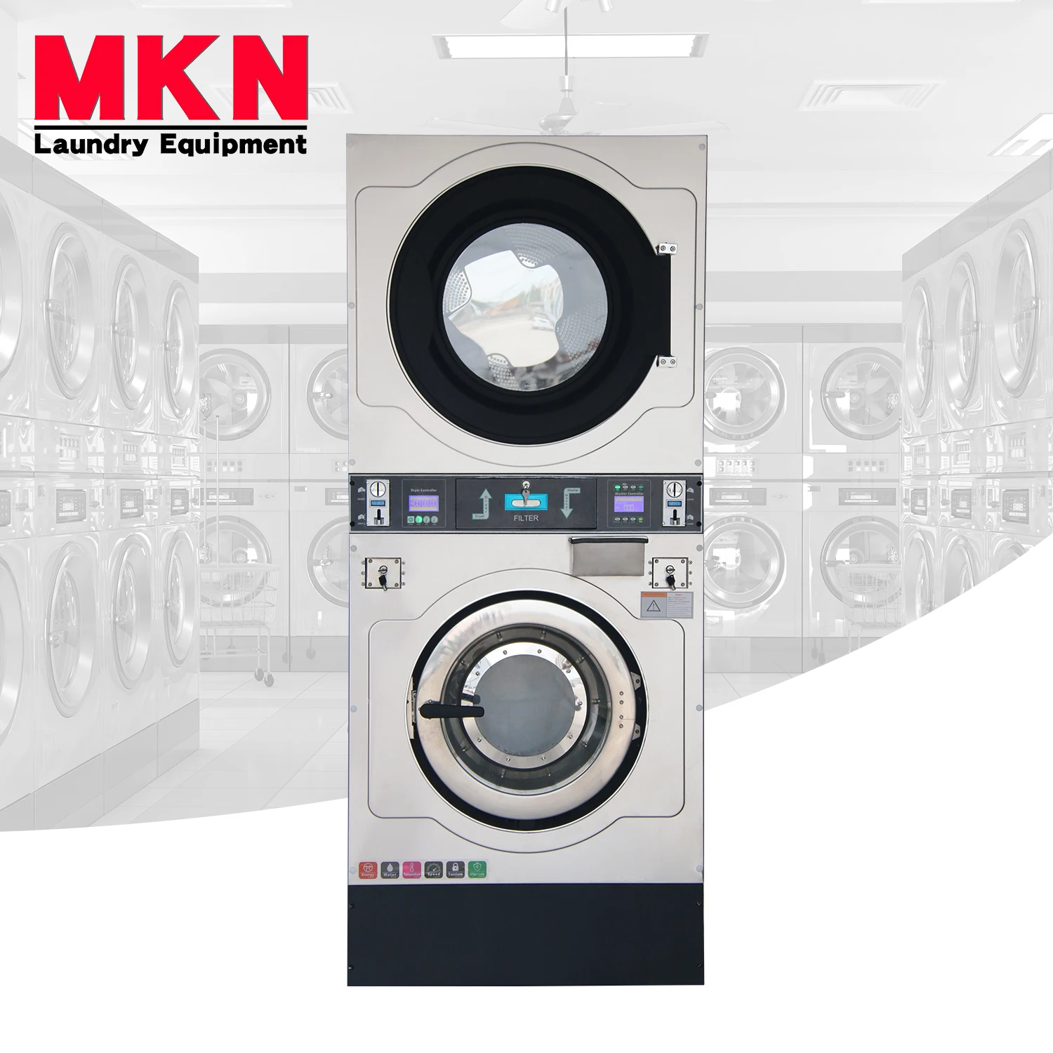 CE/ISO MKN Máquina de lavar e secar roupa automática industrial profissional 50kg 15KG