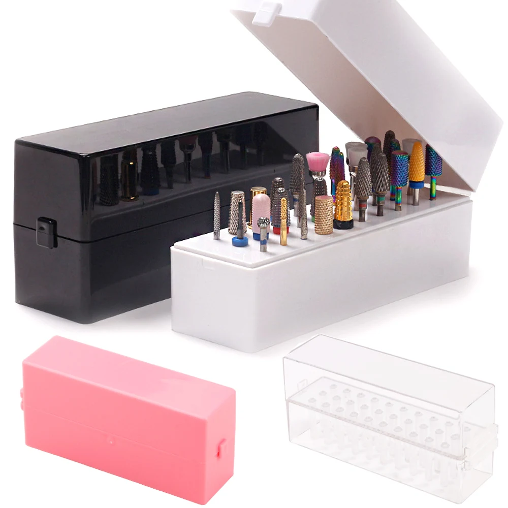 30 Holes Nail Drill Bit Storage Box Grinding Polish Head Bit Holder Display Nail Drill Bits Organizer Stand Manicure Accessories