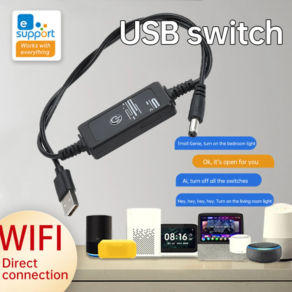 Mobile Phone Remote Intelligent Control USB Power On/Off Switch Timer Auto Power Off Switch has been connected to EWelink DC 5V