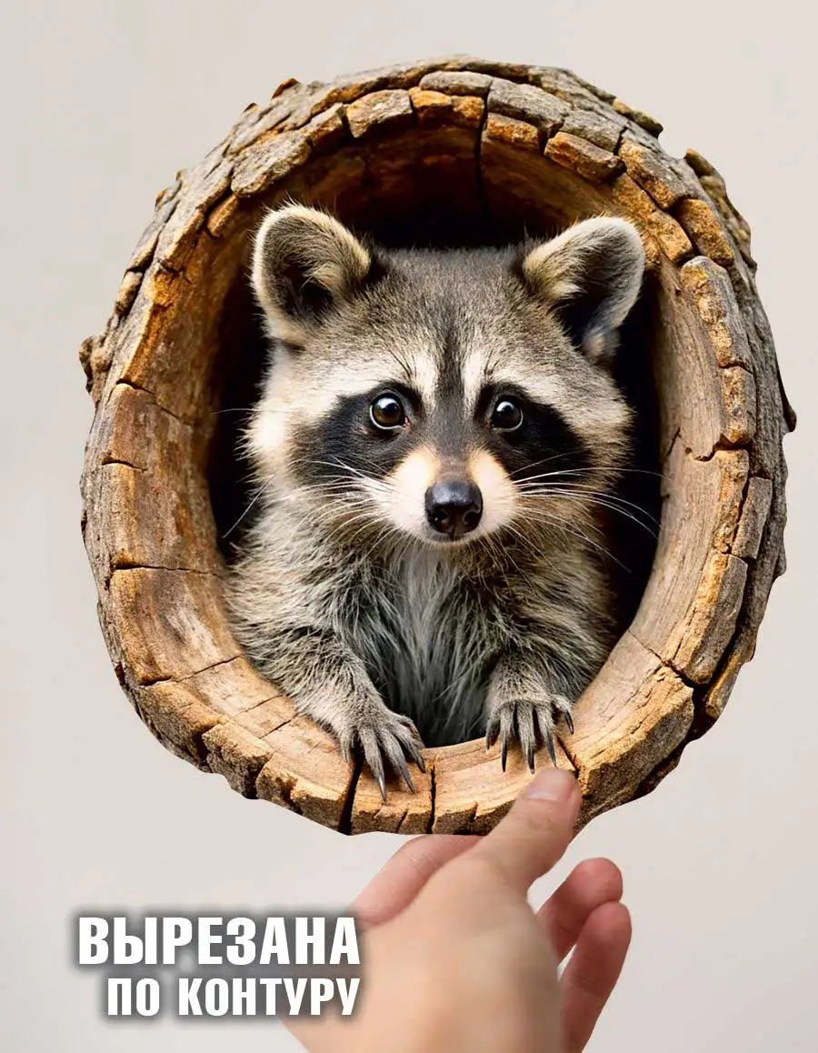 Little Raccoon Tree Hole Wall Sticker - Decorative Adhesive Vinyl for Home Decoration HE145
