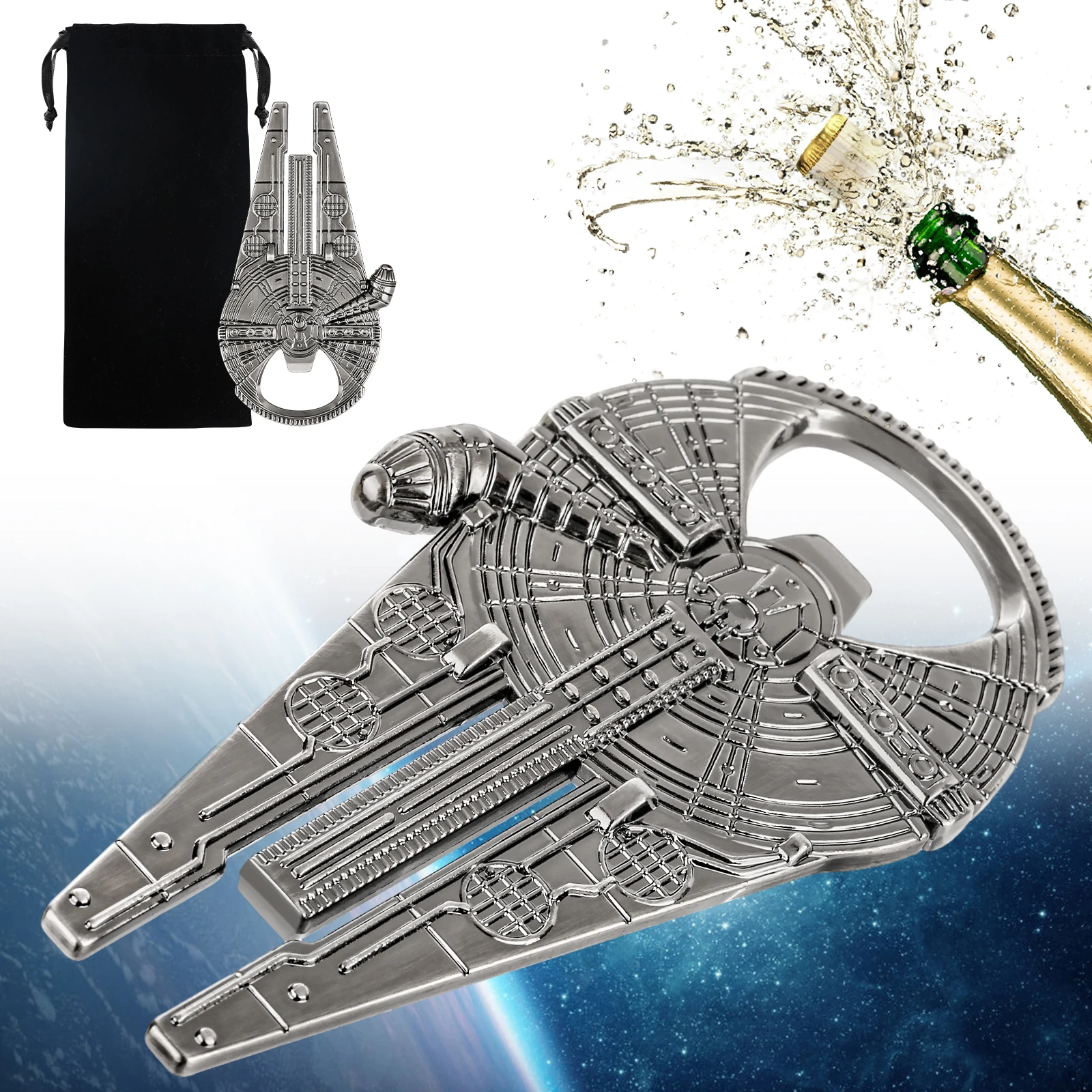 

LKKCHER Spaceship Shape Beer Bottle Opener Soda Corkscrew Personalized Space Movie Souvenir Present for Space Fans Men Boyfriend