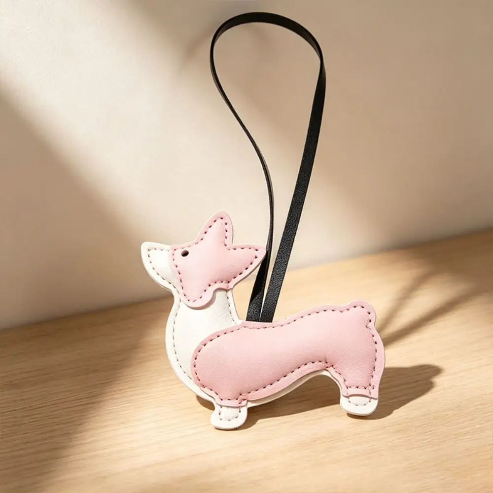 2PCS Multi Layer Corgi Bag Pendant Cute Shape PU Leather Leather Dog Charm Spliced Design Exquisite PU Keychain Gift Giving