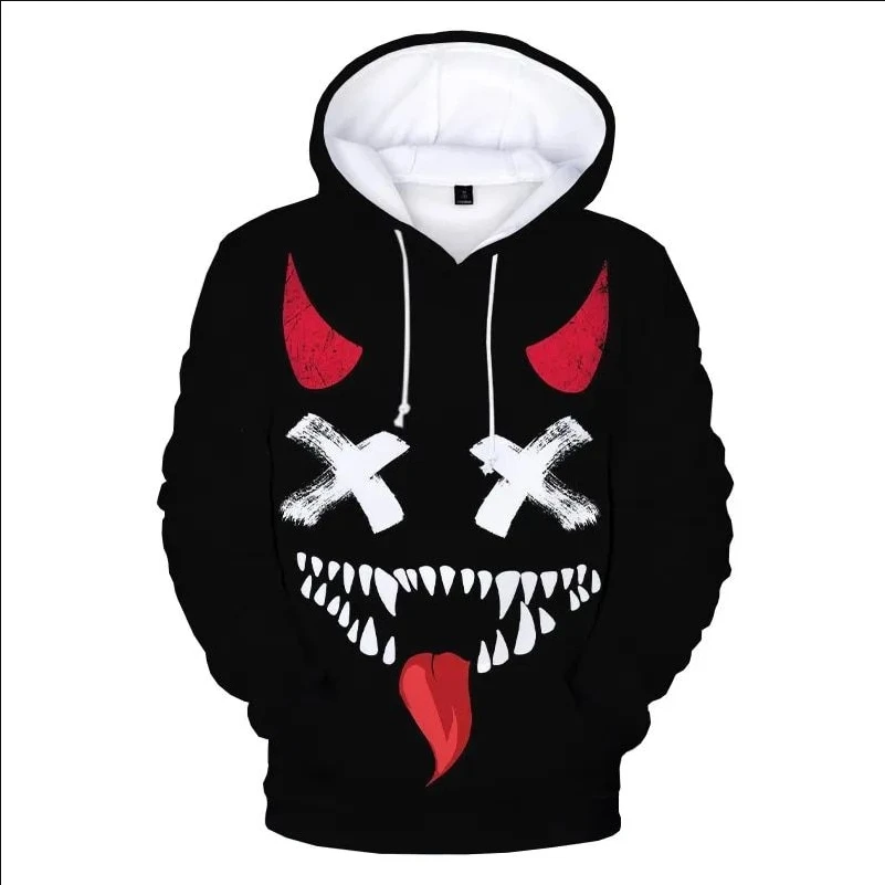 Trendy Men\'s Hoodie Devil 3D Graphic Hoodie Sweatshirts Men Fashion Casual Funny Pullovers Harajuku Hoodies Coat Y2k Clothing