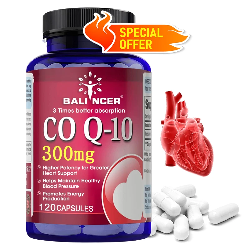 Coenzyme Q10 300 Mg Capsules Antioxidant - Highest Absorbed Active Form for Heart, Immune and Skin Health