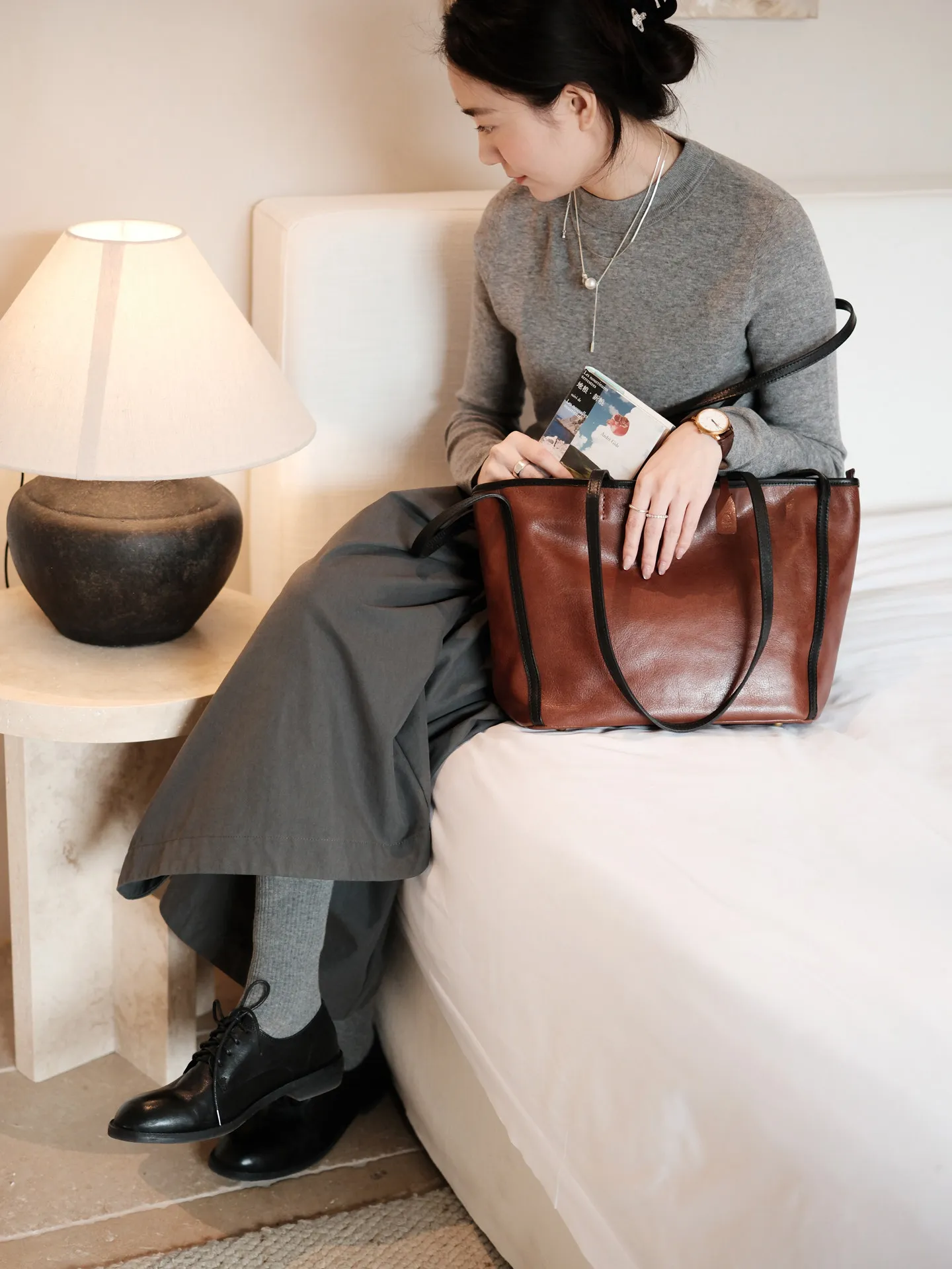 casual designer handmade genuine leather women's tote bag outdoor work real cow leather handbag female shopping shoulder bag