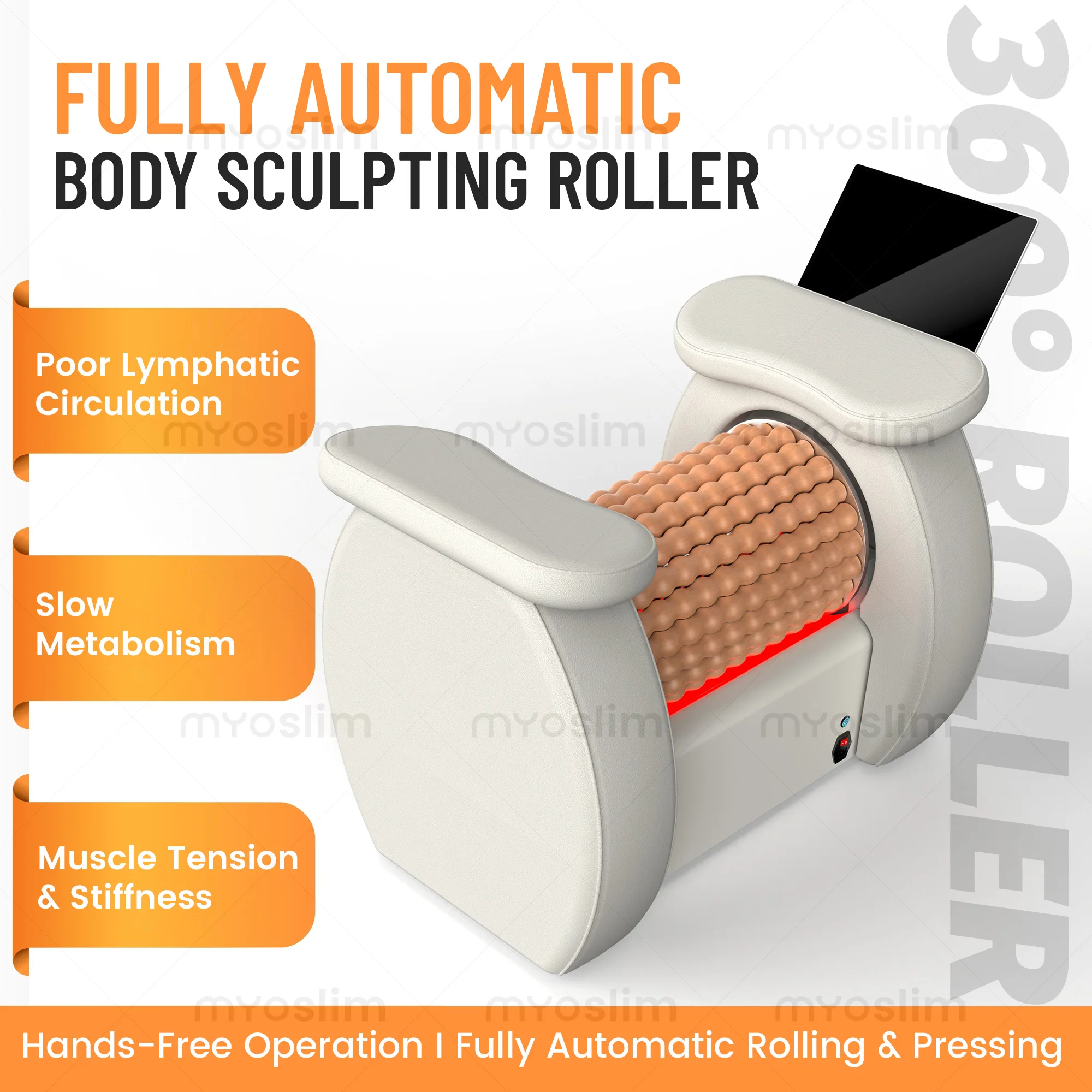 360° Rotation Body Contouring Roller Massager Red Light Skin Care Deep Tissue Massage Anti Cellulite Body Shaping Device
