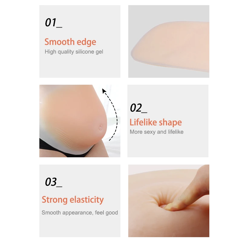 ONEFENG Skinless Belly 1300-1550g Fake Stomach Real Skin Silicone Belly for Drag Queen Crossdresser Fake Pregnant