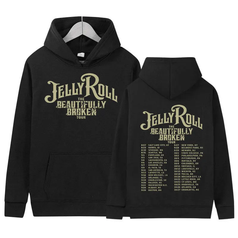 Jelly Roll The Beautifully Broken Tour 2024 Hoodie Men Women Hip Hop Retro Pullover Sweatshirt Fashion Oversized Clothing hooded