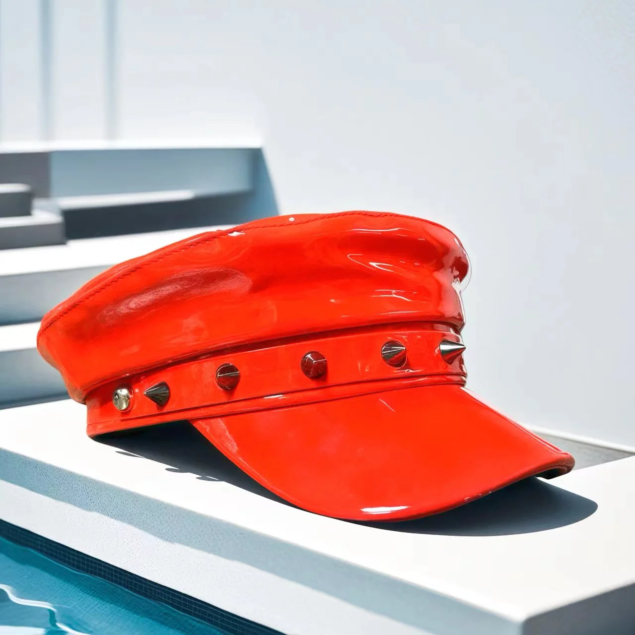 HongLuan ブラックレザー スチームパンク ハロウィンコスチュームハット、バーニングマンフェスティバル用キャプテンハット、女性用コスプレアクセサリー