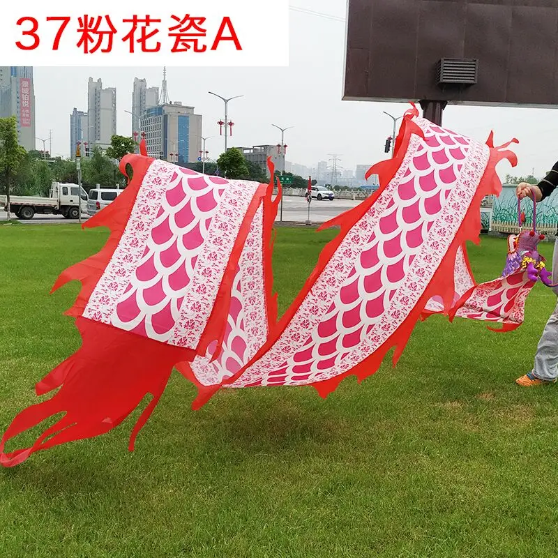 6/8/10 Meters Easy Chinese Dragon Dance Set For Adults Silk Ribbon Dance With Head Festival Celebration At School Width 75cm