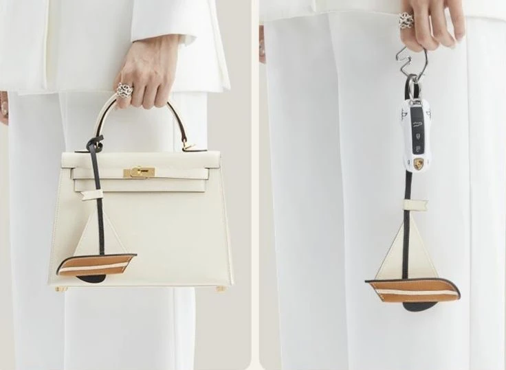 Sailboat Bag Pendant Handcraft Sewn Leather Bagpack Decoration Cowhide Car Keychain Bag Pendant Hanging Accessories