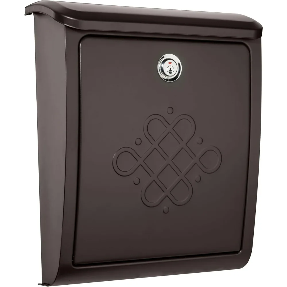 

Locking Wall Mounted Metal Mailbox for Outside Galvanized Steel Medium Bronze Drop Box