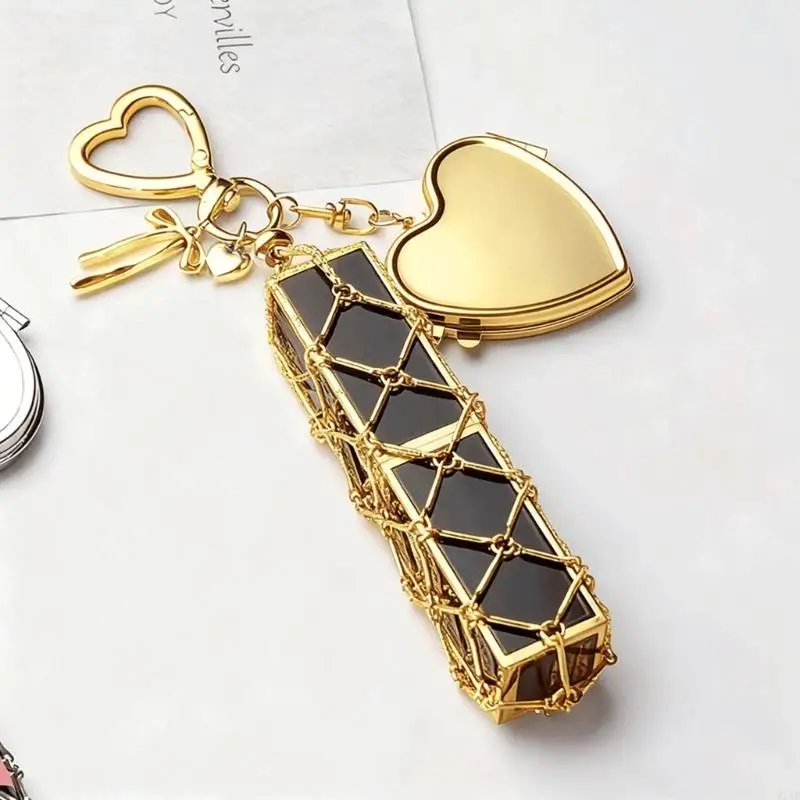LLavero malla 91AF con espejo decorativo, portallaves Metal para mochilas, monederos, cinturones, accesorios para