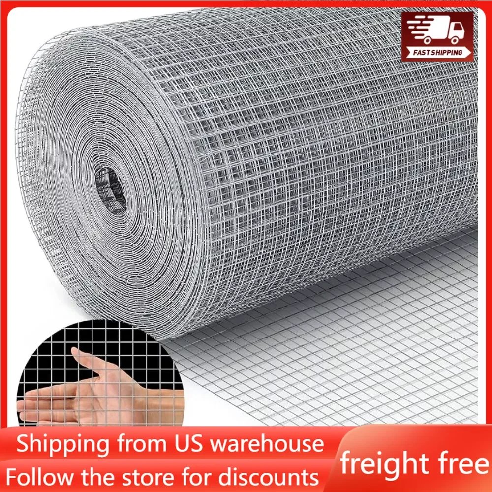 

19 Gauge Hardware Cloth,1/2 Inch 48inch×100ft Chicken Wire Fence, Galvanized Welded Cage Wire Mesh Roll Supports Poultry Netting