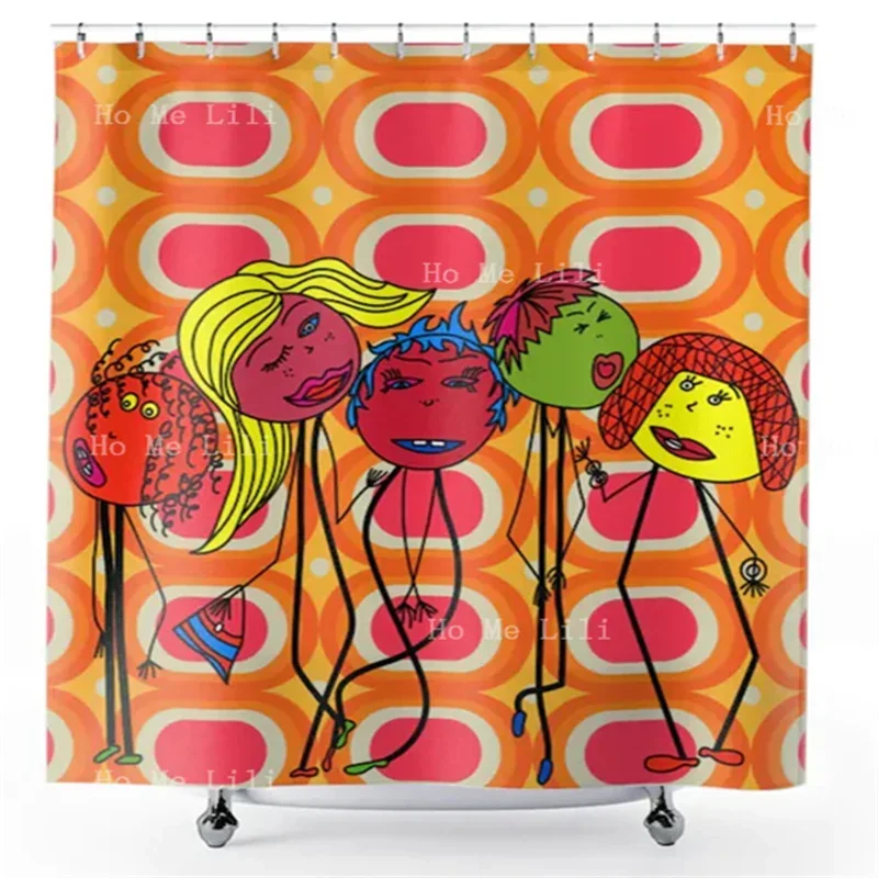 Disco funky skate cortinas de chuveiro círculos abstratos ondas esqueleto geométrico colorido lhama alice país das maravilhas decoração banho