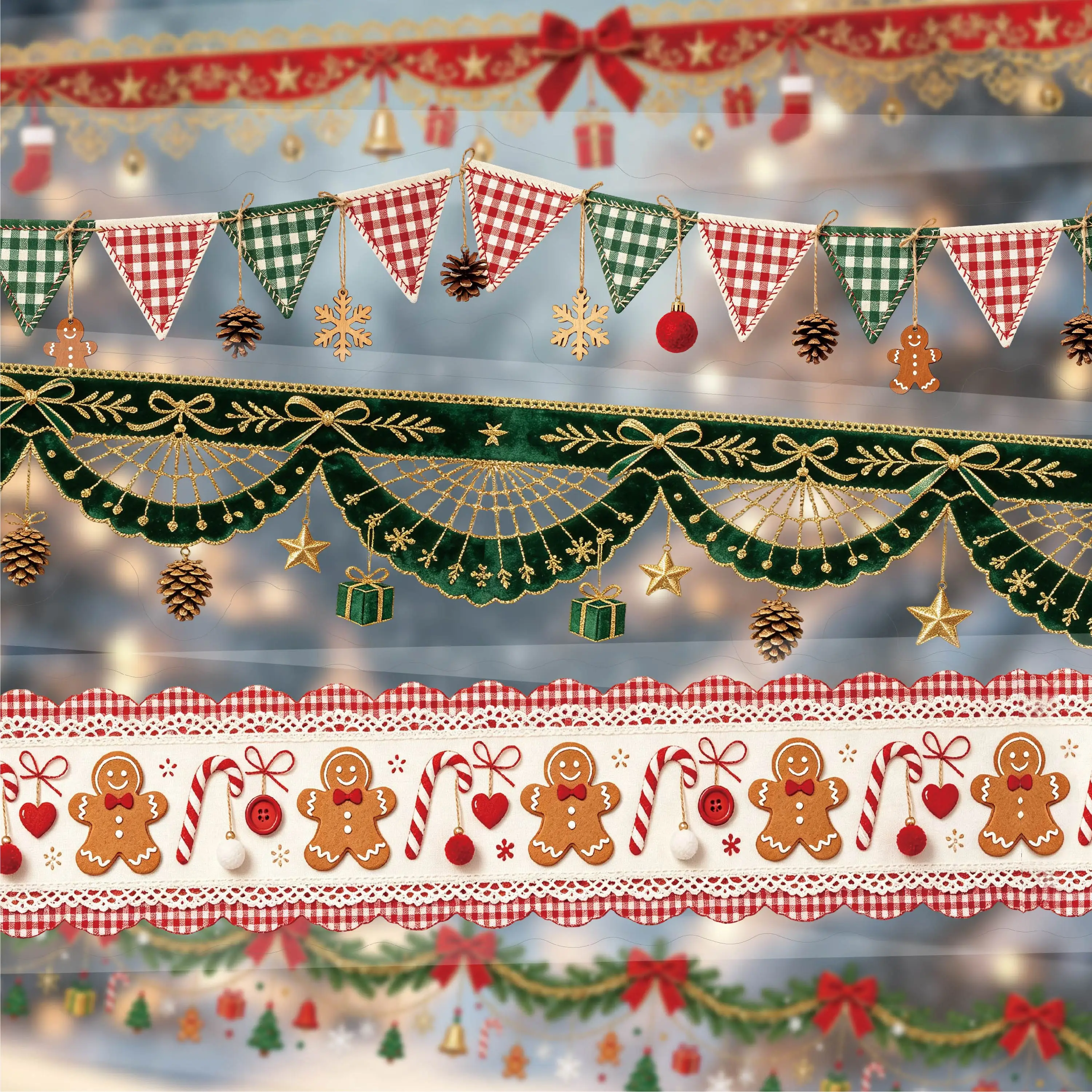 30mm*200cm Vintage Christmas Tree Ornament Landscape PET Tape Creative DIY Journal Material Collage Scrapbooking Stationery