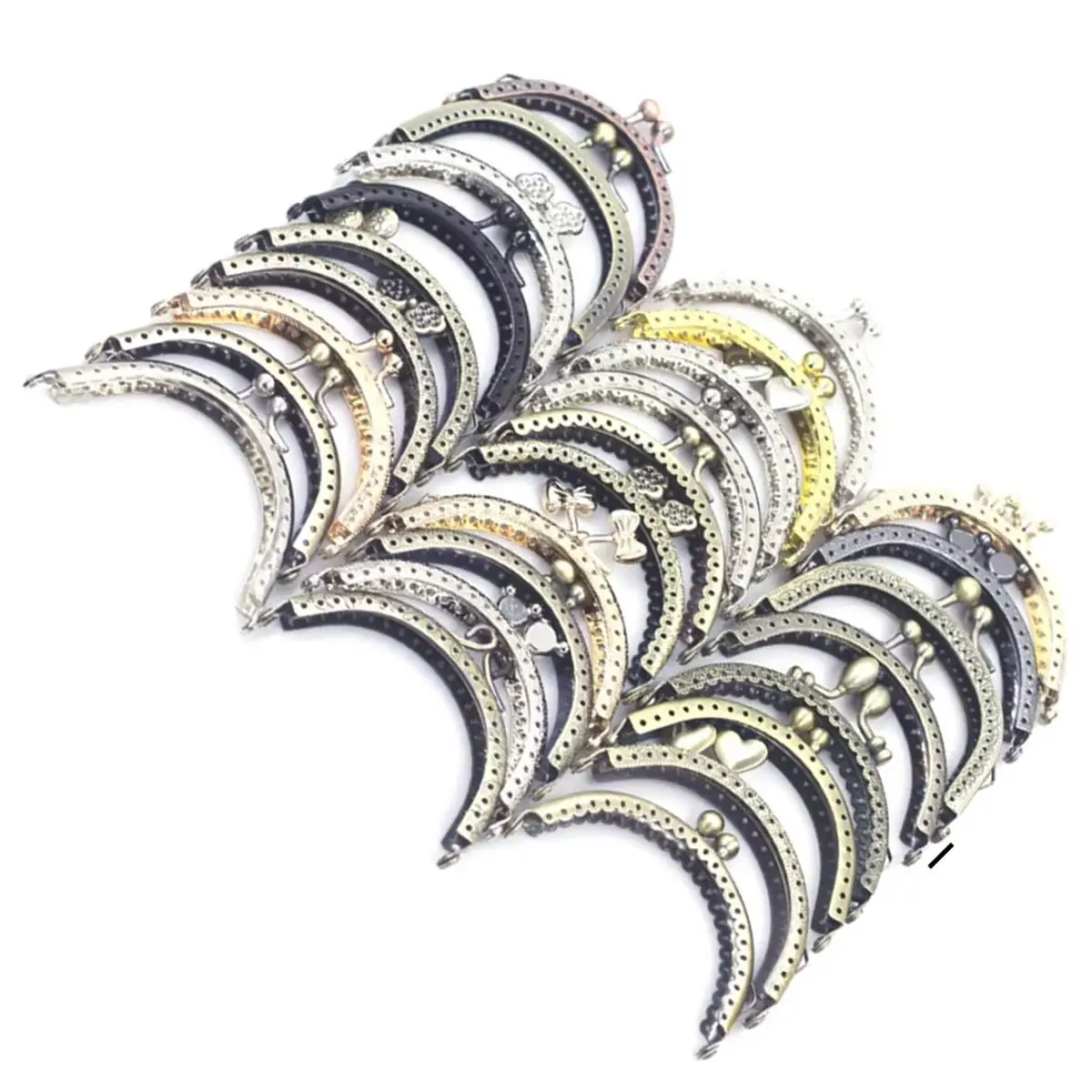 

Wholesale Mixed Colors 8.5cm Arc Metal Purse Frame Kiss Clasps 30PCS/lot Clutch Handicrafts Lock Clips Handmade Package