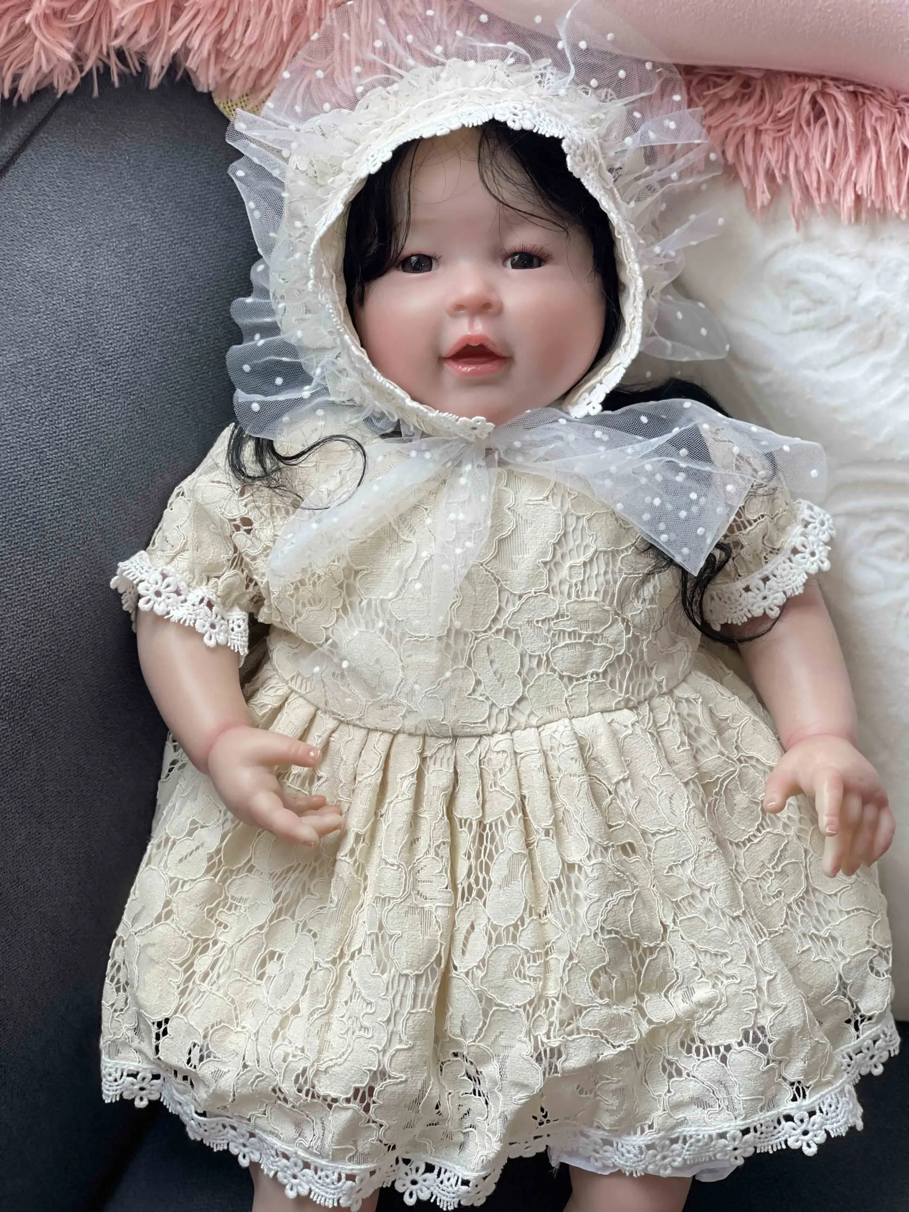 

NPK 24Inch Meilien Reborn Baby Doll Toddler Newborn Doll Princess Girl Lifelike Soft Touch 3D Skin Art Doll with Hand Root Hair