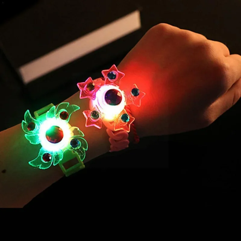 Children's Luminous Wrist Band Manual Rotating Soft Flash Gyro Bracelet Led Cartoon Lights Glow In The Dark Toys