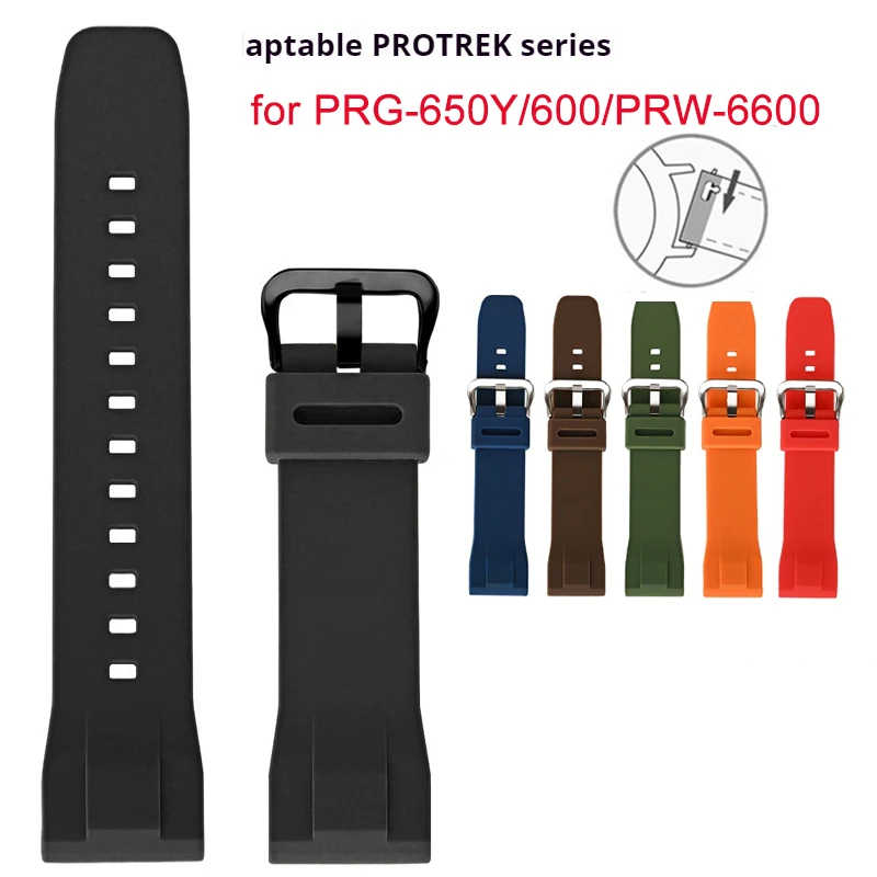 Correa de silicona para Casio PROTREK PRG-650/600 PRW-6600 GA2000 de liberación rápida para hombre, pulsera deportiva resistente al agua de repuesto para reloj de 24mm