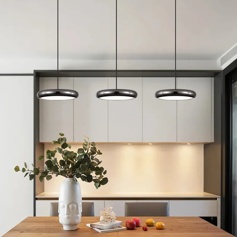 Scandinavian Designer Glass Pendant Lights Ultra-thinThree-Headed LED Suspension Lamp Restaurant Creative Dining Hall Foyer Bar
