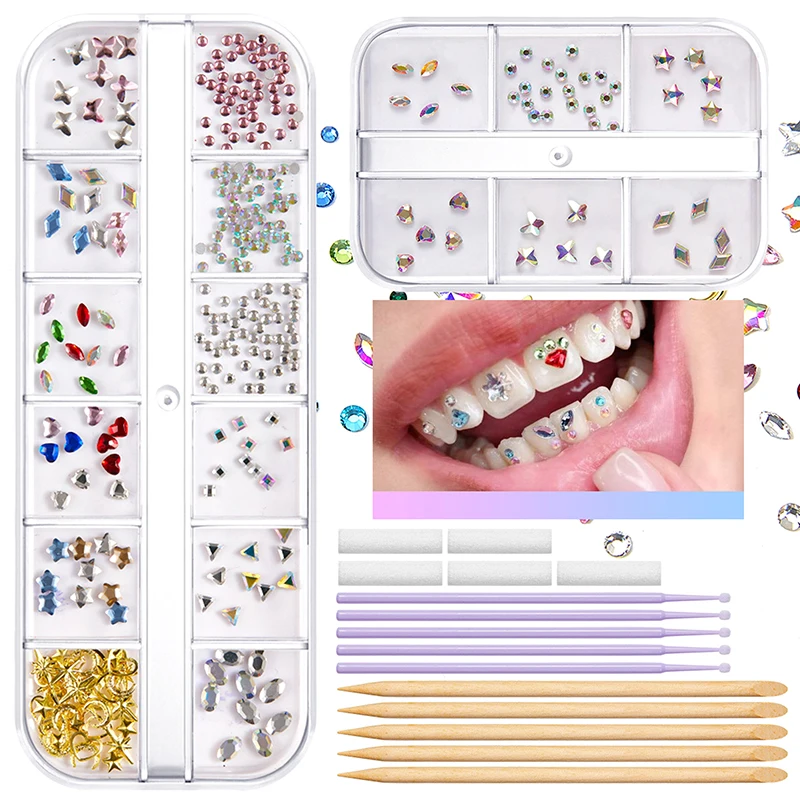 New New 1Set Dental Tooth Gems Crystal Diamond Ornament Diy Tools Various Shapes Color Teeth Jewelry Denture Jewelry Decoration