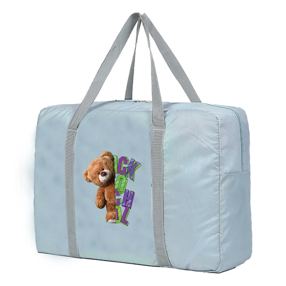 Sacs de voyage pliables pour femmes, organisateur de vêtements portables, sacs à main de grande capacité, sac de sport imprimé d'ours, accessoires de voyage