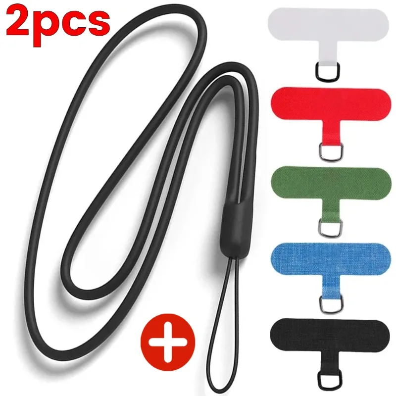 2Pcs/Set Lanyard Nylon Multi-purpose Hanging Neck Long Rope for Mobile Phone Portable Gasket Cards Lanyard String Holders 45cm