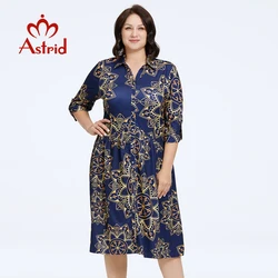 Astrid Women's Dresses Elegant Shirt Dress Daily Office Plus size Fashion Print Lady Long Dresses A Line Lapel Female Clothing